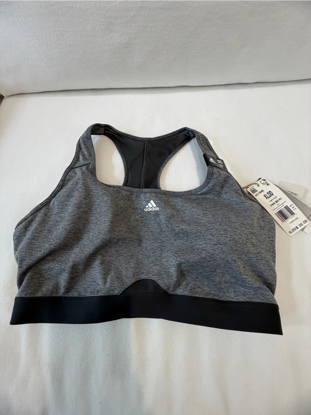 adidas Heather Gray & Black Racerback Sports Bra